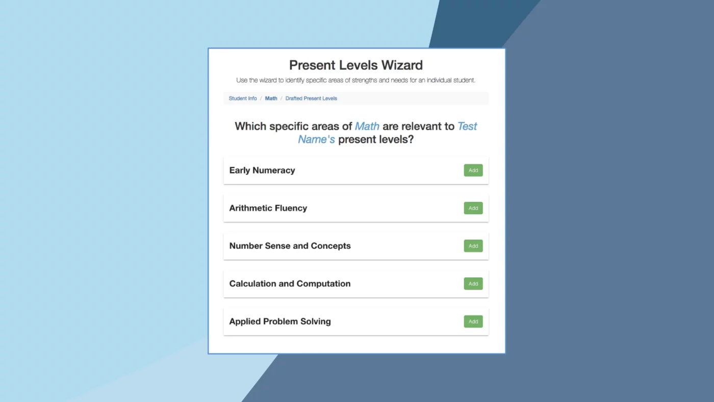 Present Levels Wizard Now Available for Math